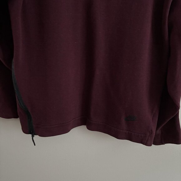Nike Men Size L Burgundy Side Zip Sportswear Tech Fleece Funnel Neck Hoodie - Picture 3 of 13